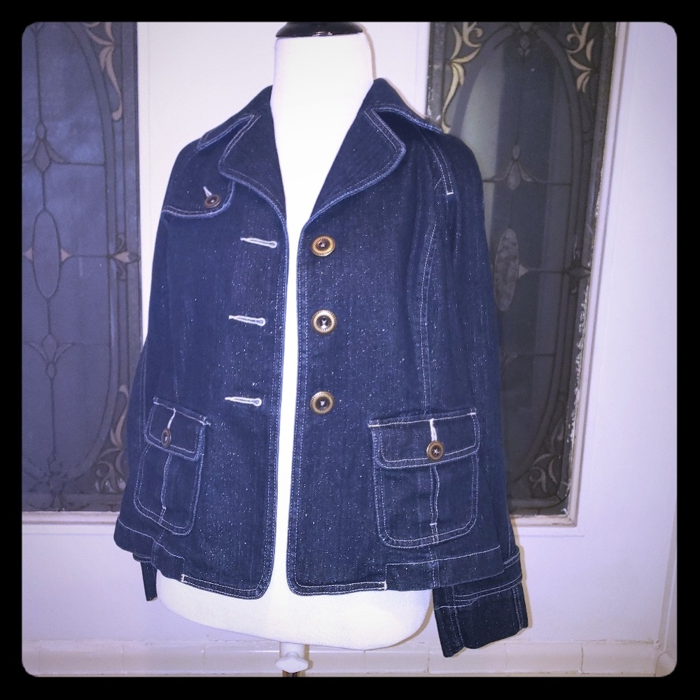 Ruby Rd. Petite short denim trench jacket